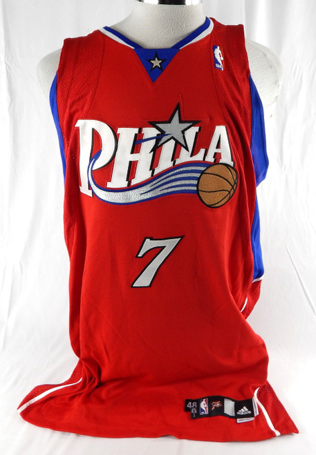 2007-08 Philadelphia 76ers Andre Miller #7 Game Issued Red Jersey 48 74