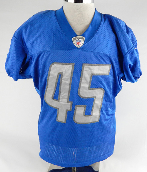 2018 Detroit Lions Charles Washington #45 Game Used Blue Practice Jersey 46 210