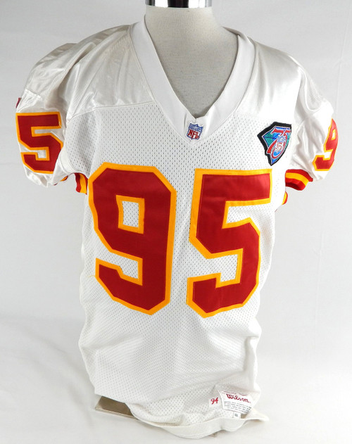 1994 Kansas City Chiefs Harris #95 Game Issued White Jersey 75 NFL Patch 48 894
