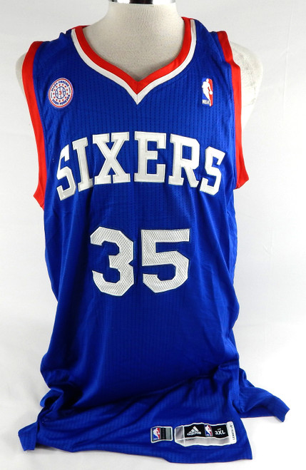 2013-14 Philadelphia 76ers Henry Sims #35 Game Issued Blue Jersey Iverson 3 P
