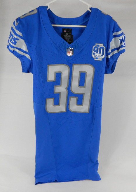 2023 Detroit Lions Jerry Jacobs #39 Game Issued Blue Jersey 90th Patch 38+4 902
