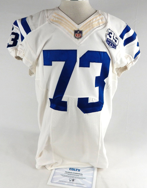 2018 Indianapolis Colts Joe Haeg #73 Game Issued P Used White Jersey 35 P 48 957