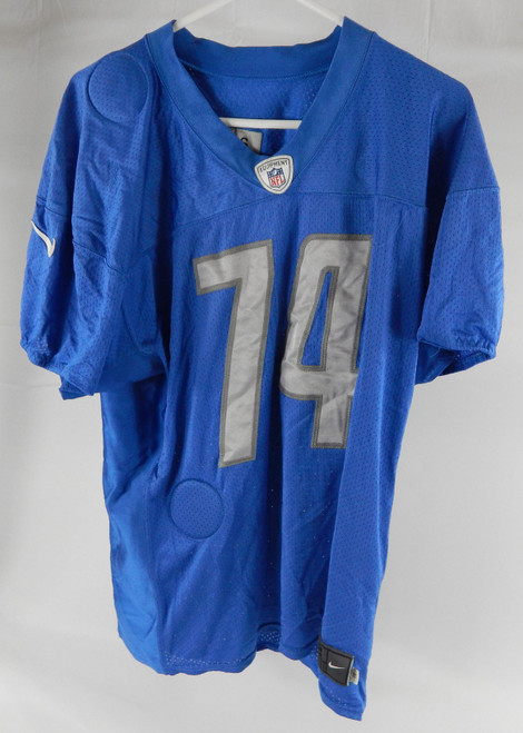 2017 Detroit Lions #74 Game Used Blue Practice Jersey Name Plate Stripped 52 214