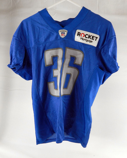 2018 Detroit Lions Dwayne Washington #36 Game Issued Blue Practice Jersey 44 207