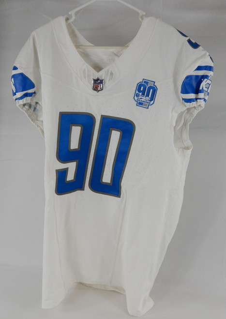 2023 Detroit Lions Quinton Bohanna #90 Game Issued White Jersey 90th P 48 6