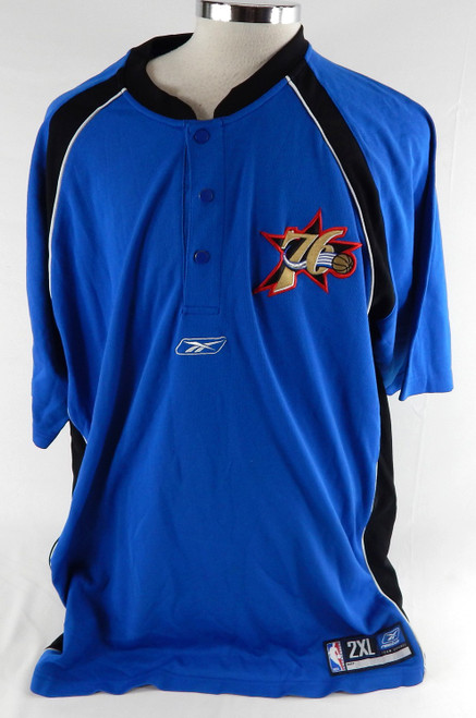 2002-06 Philadelphia 76ers #14 Game Used Blue Warmup Shooting Shirt 2XL 198