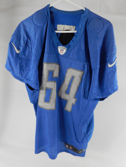 2017 Detroit Lions Travis Swanson #64 Game Issued Blue Practice Jersey 52 233
