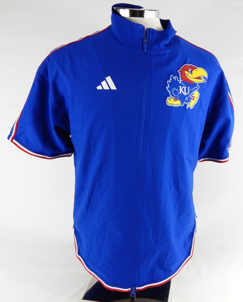 2024-25 Kansas Jayhawks David Coit #8 Game Used Blue Warm Up Jacket S 697