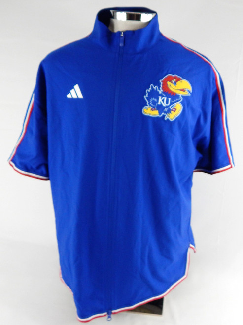 2024-25 Kansas Jayhawks Zeke Mayo #5 Game Used Blue Warm Up Jacket L 694