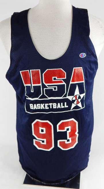 1990s Team USA Basketball #93 Game Issued Navy Practice Jersey L 832