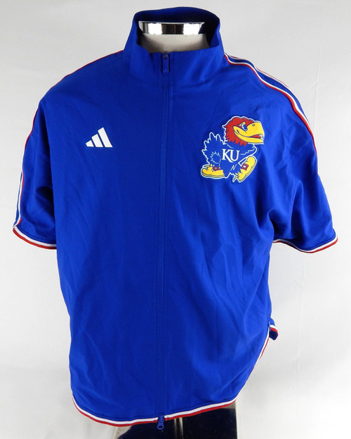 2024-25 Kansas Jayhawks Patrick Cassidy #14 Game Used Blue Warm Up Jacket L 703