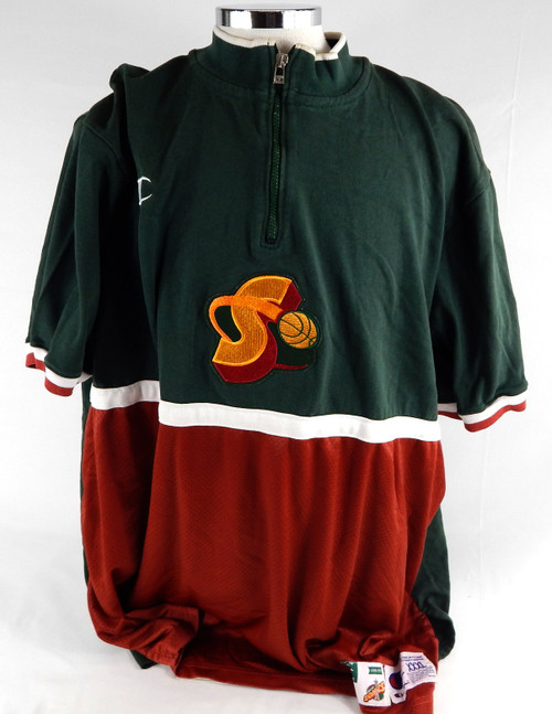 1998-99 Seattle SuperSonics Vin Baker #42 Game Used Green Shooting Shirt XXXL 56