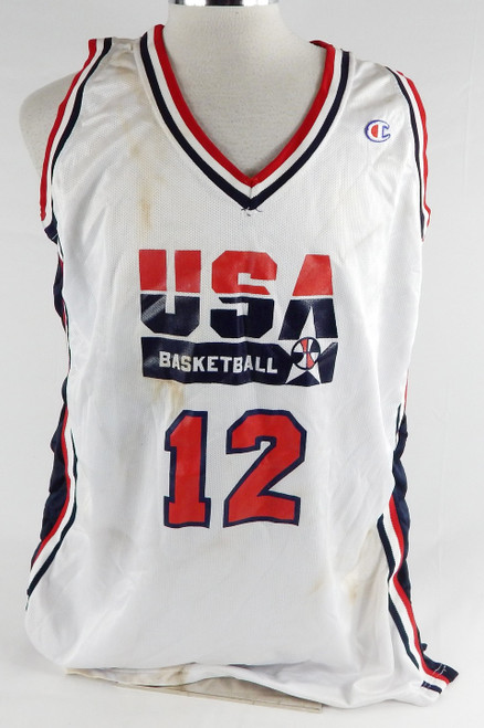 1992-93 Team USA Basketball #12 Game Issued White Jersey 806