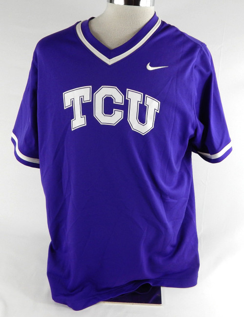 2023 Texas Christian Frogs #18 Game Used Purple Practice Jersey Baseball XL 748