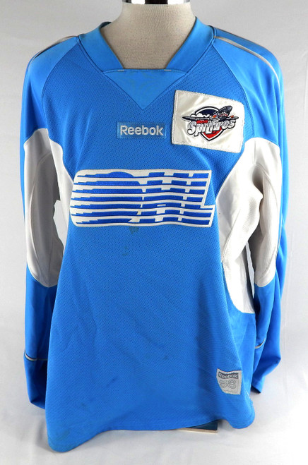 Windsor Spitfires Game Used Blue Practice Jersey OHL Ontario Hockey League 58 4