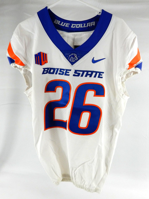 2021 Boise State Broncos #26 Game Used White Jersey Football NP Rem 42 922