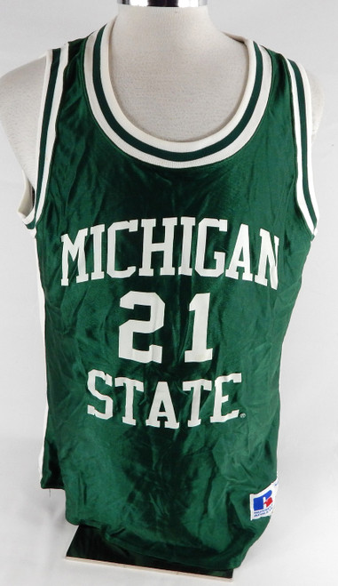 Mens 1990s Michigan State Spartans #21 Authentic Green Jersey Basketball 44 821