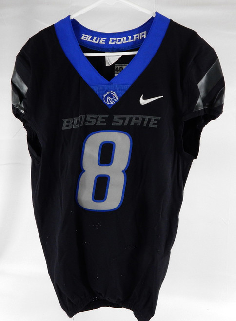2019 Boise State Broncos #8 Game Used Black Jersey Football NP Rem 40 893