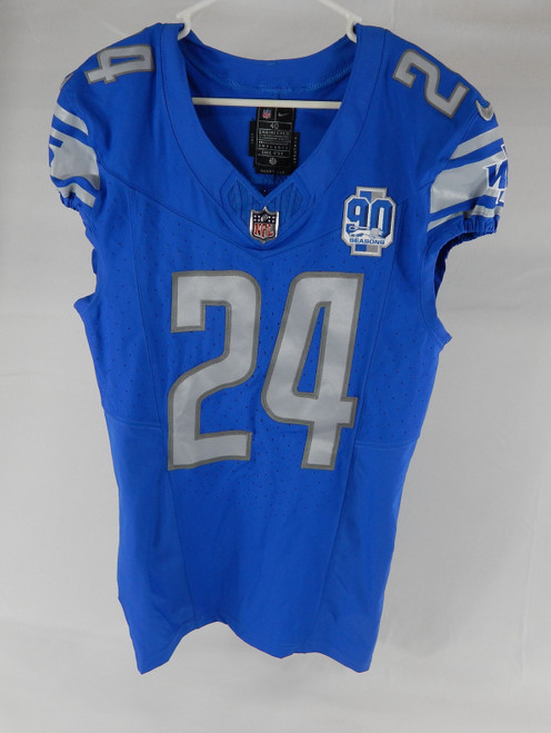 2023 Detroit Lions Jarren Williams #24 Game Issued Blue Jersey 90th Patch 40 0