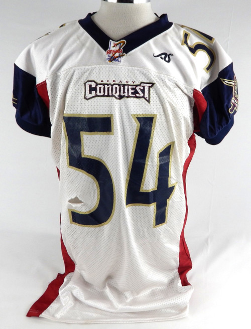 2000s Albany Conquest DeRosia #54 Game Used White Jersey Arena Football 2XL 847