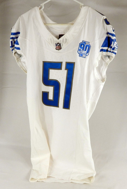 2023 Detroit Lions Bobby Hart #51 Game Issued White Jersey 90th Patch 44+7 965