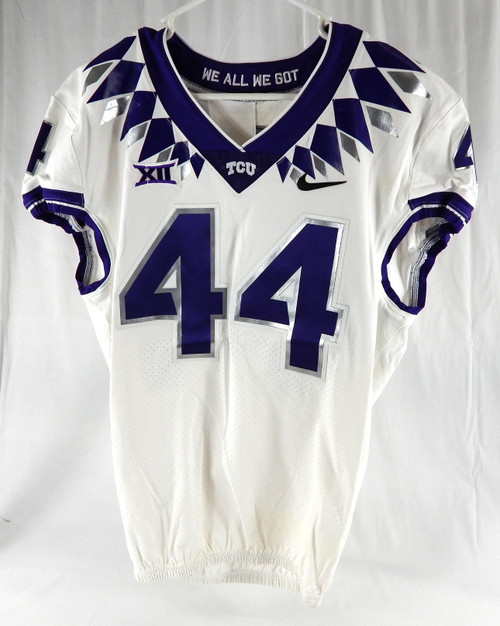 2019-22 Texas Christian TCU Frogs #44 Game Used White Jersey Football NP R 44 9