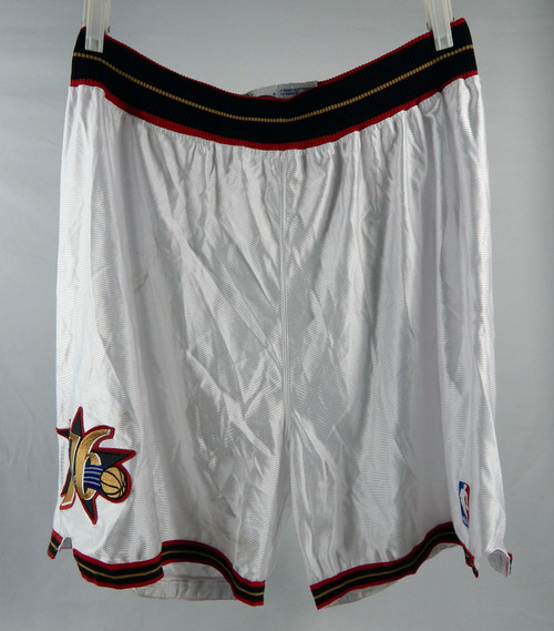 Late 1990s Early 2000s Philadelphia 76ers #21 Game Used White Shorts 44 DP96214