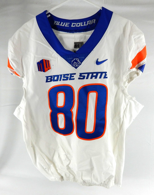 Boise State Broncos #80 Game Used White Jersey Football NP Rem 44 41