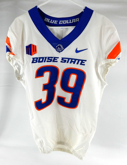 2021 Boise State Broncos #39 Game Used White Jersey Football NP Rem 42 858