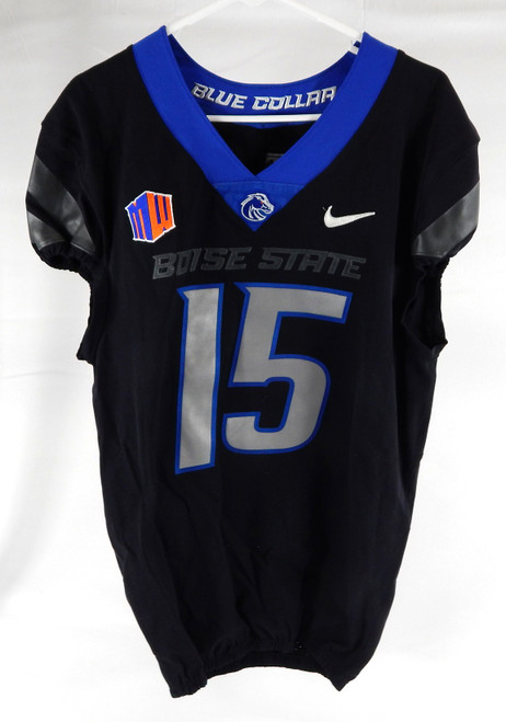 Boise State Broncos #15 Game Used Black Jersey Football NP Rem 42 51