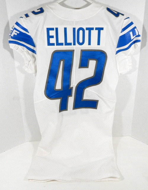 2021 Detroit Lions Jalen Elliott #42 Game Issued White Jersey 38 419