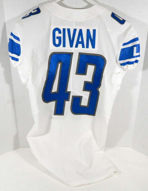 2018 Detroit Lions Nolan Givan #43 Game Issued White Jersey 40 423