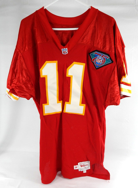 1994 Kansas City Chiefs Chris Hakel #11 Game Issued Red Jersey 75th Patch 42 300