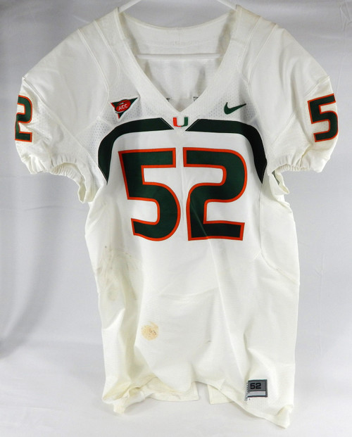 2007-13 Miami Hurricanes #52 Game Issued White Jersey Football 52 475