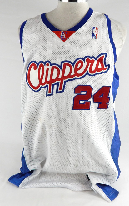 2003-04 Los Angeles Clippers Doug Overton #24 Game Issued P Used White Jersey 0