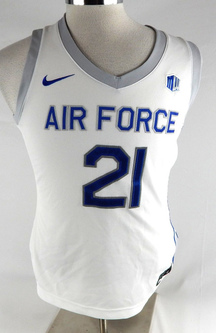 2022-23 Air Force Falcons #21 Game Issued Pos Used White Jersey Basketball L 443