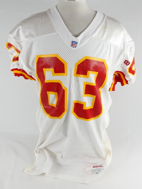 1993 Kansas City Chiefs #63 Game Issued White Jersey 48 377