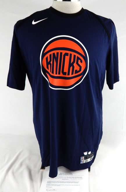 2018-19 New York Knicks Damyean Dotson #21 Game Used Navy Shooting Shirt City 2
