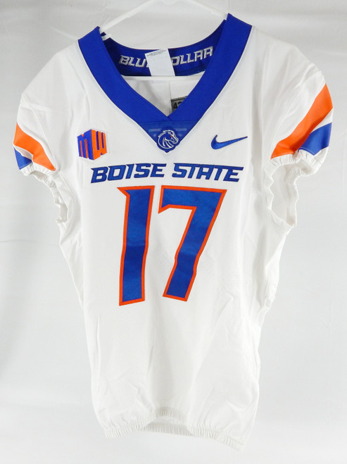 2020 Boise State Broncos  #17 Game Used White Jersey Football NP Rem 42 06