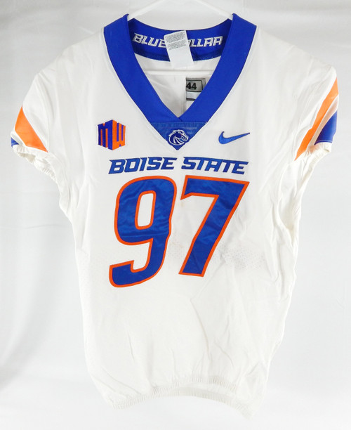 2017 Boise State Broncos  #97 Game Used White Jersey Football NP Rem 44 04