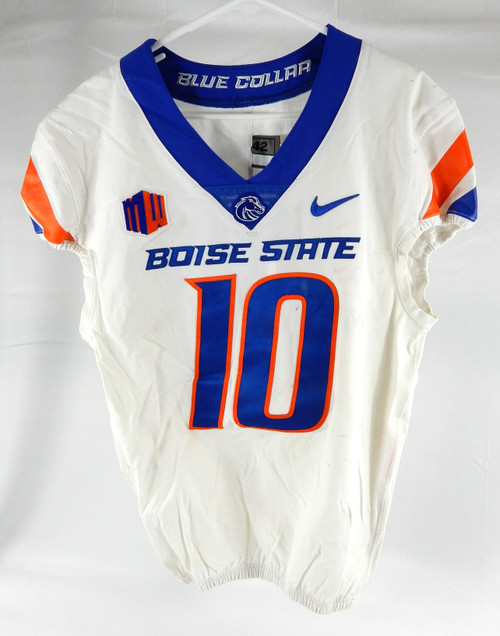 Boise State Broncos #10 Game Used White Jersey Football NP Rem 42 920