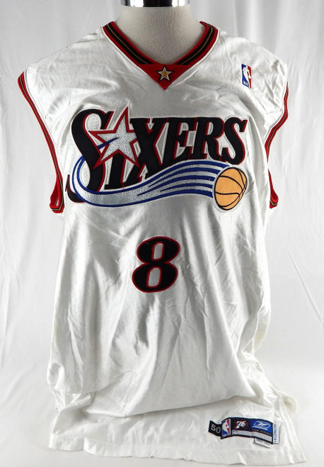 2003-04 Philadelphia 76ers Aaron McKie #8 Game Issued White Jersey 50 350