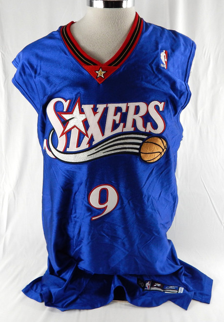 2001-02 Philadelphia 76ers Kenny Thomas #9 Game Issued Blue Jersey 50 362
