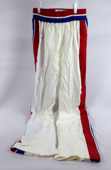 1990-91 Detroit Pistons Game Issued White Basketball Warm Up Pants 34 199
