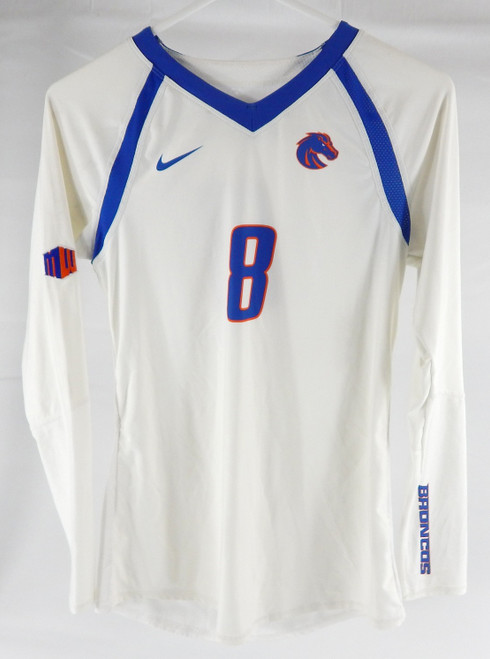 2016 Boise State Broncos #8 Game Used White Jersey Volleyball S 979