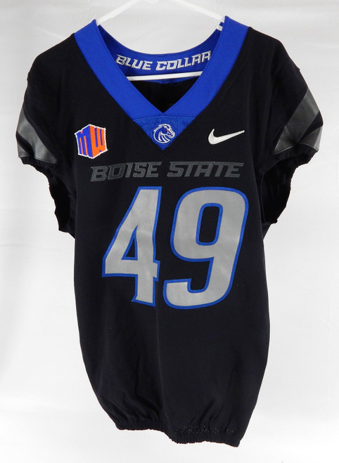 2022 Boise State Broncos #49 Game Used Black Jersey Football NP Rem 38 887