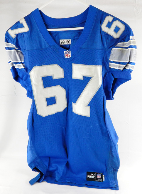 1999 Detroit Lions Travis Kirschke #67 Game Used Blue Jersey 50 250