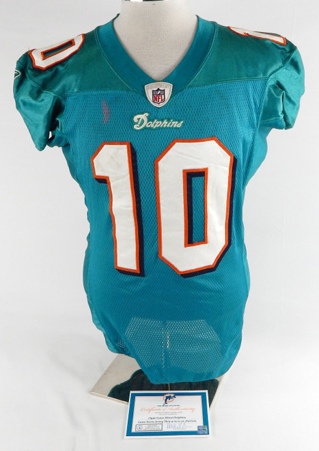 2010 Miami Dolphins Clyde Gates #10 Game Used Teal Jersey Vs Patriots 42 742