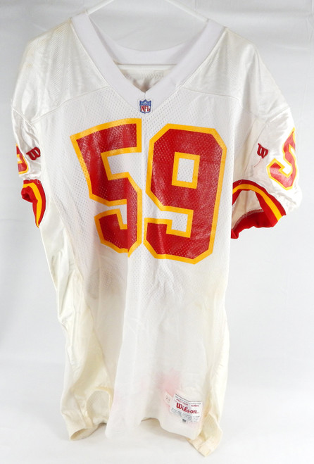 1993 Kansas City Chiefs Jaime Fields #59 Game Used White Jersey 50 278
