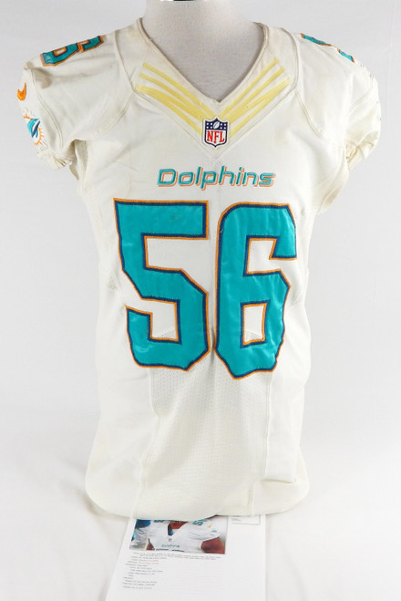 2013 Miami Dolphins Jonathan Freeny #56 Game Used White Jersey Vs Bills Oct 20 9